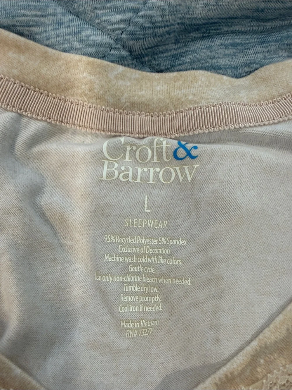 croft & barrow Light Beige V-Neck Top with Lace Trim